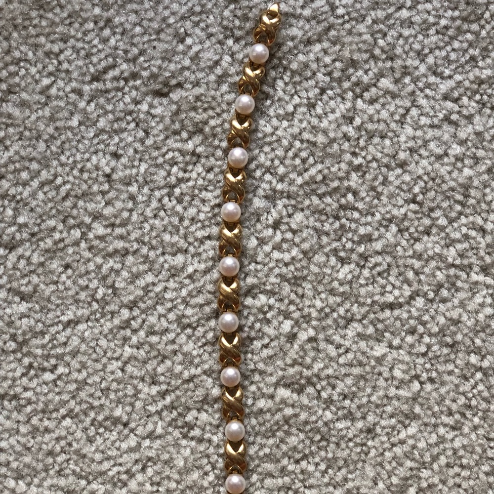 14K gold chain and pearl vintage tennis bracelet